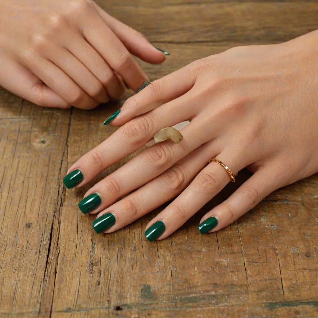 Jakie paznokcie wybrać do butelkowej zieleni?